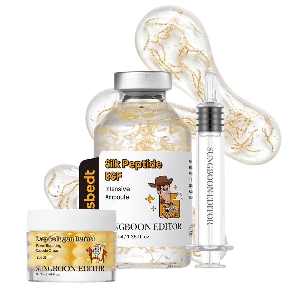 image:imageSUNGBOON EDITOR Toy Story 5 Firming Skincare Duo Intensive Silk Peptide EGF Ampoule 135 fl oz amp Deep Collagen Retinol Capsule Cream 169 fl oz