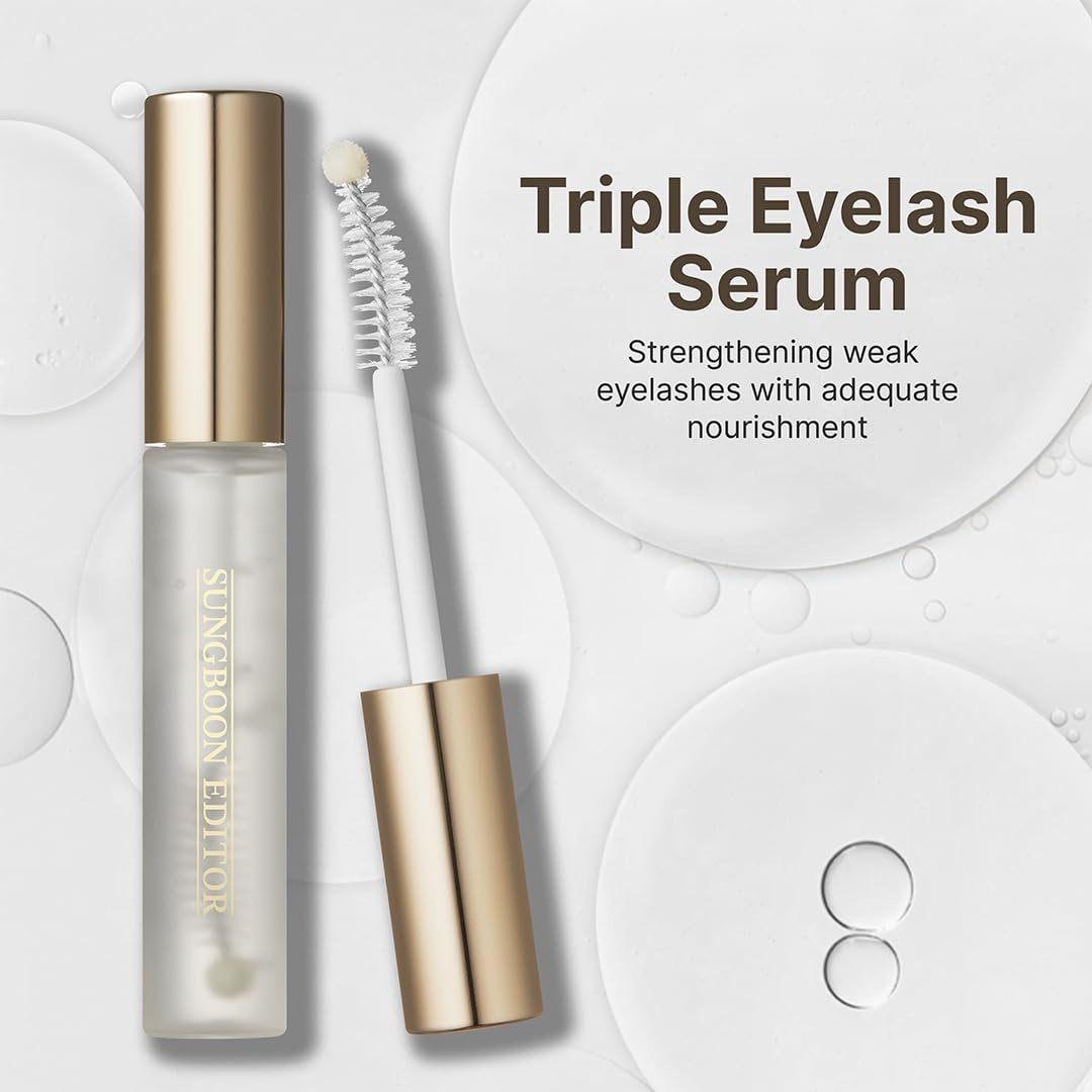 image:imageSUNGBOON EDITOR Triple Active Eyelash Serum Strengthens and Nourishes WeakDamaged Lashes CCurl Brush and Ball Tip Design Gentle TearLike pH for Daily Use Korean Eyelash Care Serum
