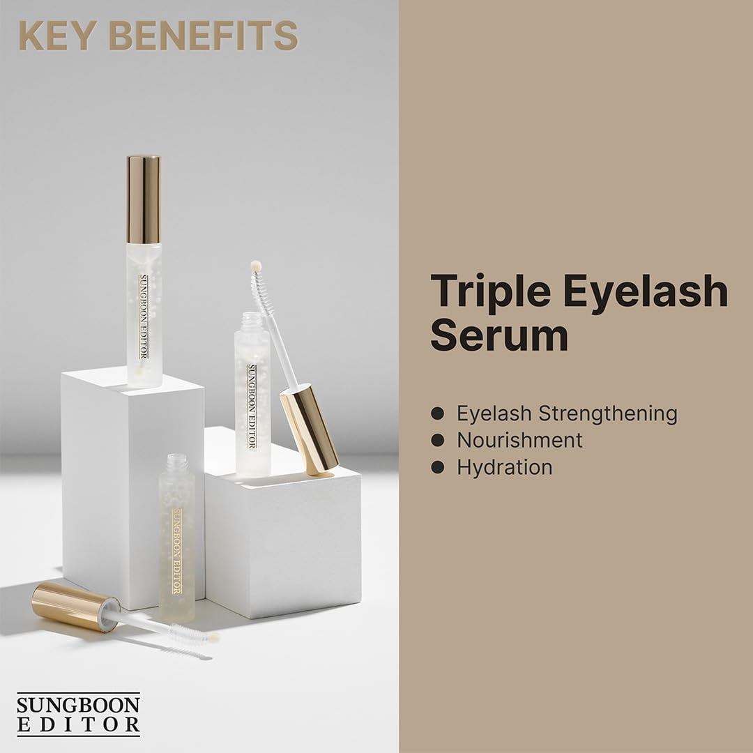 image:imageSUNGBOON EDITOR Triple Active Eyelash Serum Strengthens and Nourishes WeakDamaged Lashes CCurl Brush and Ball Tip Design Gentle TearLike pH for Daily Use Korean Eyelash Care Serum