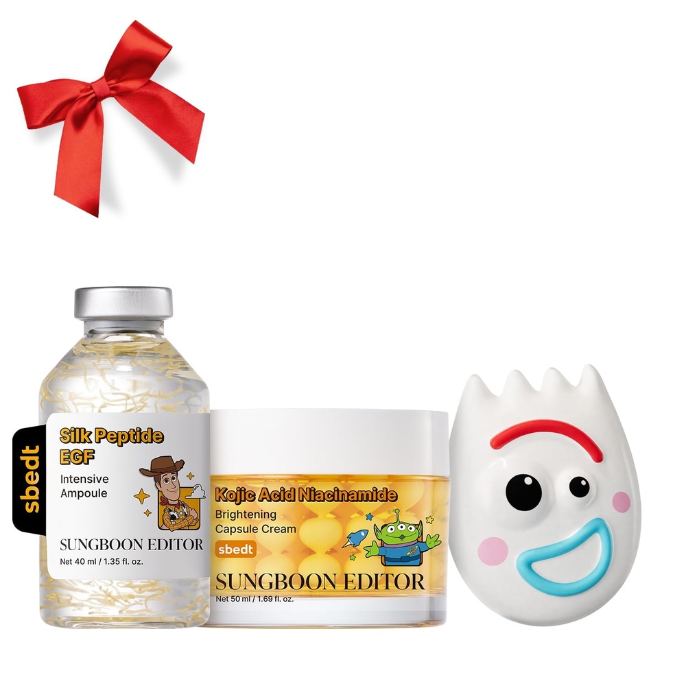 image:imageSUNGBOON EDITOR Toy Story 5 Skincare Gift Set Silk Peptide EGF Ampoule 135 fl oz Kojic Acid Niacinamide Capsule Cream 169 fl oz amp Forky Squishy