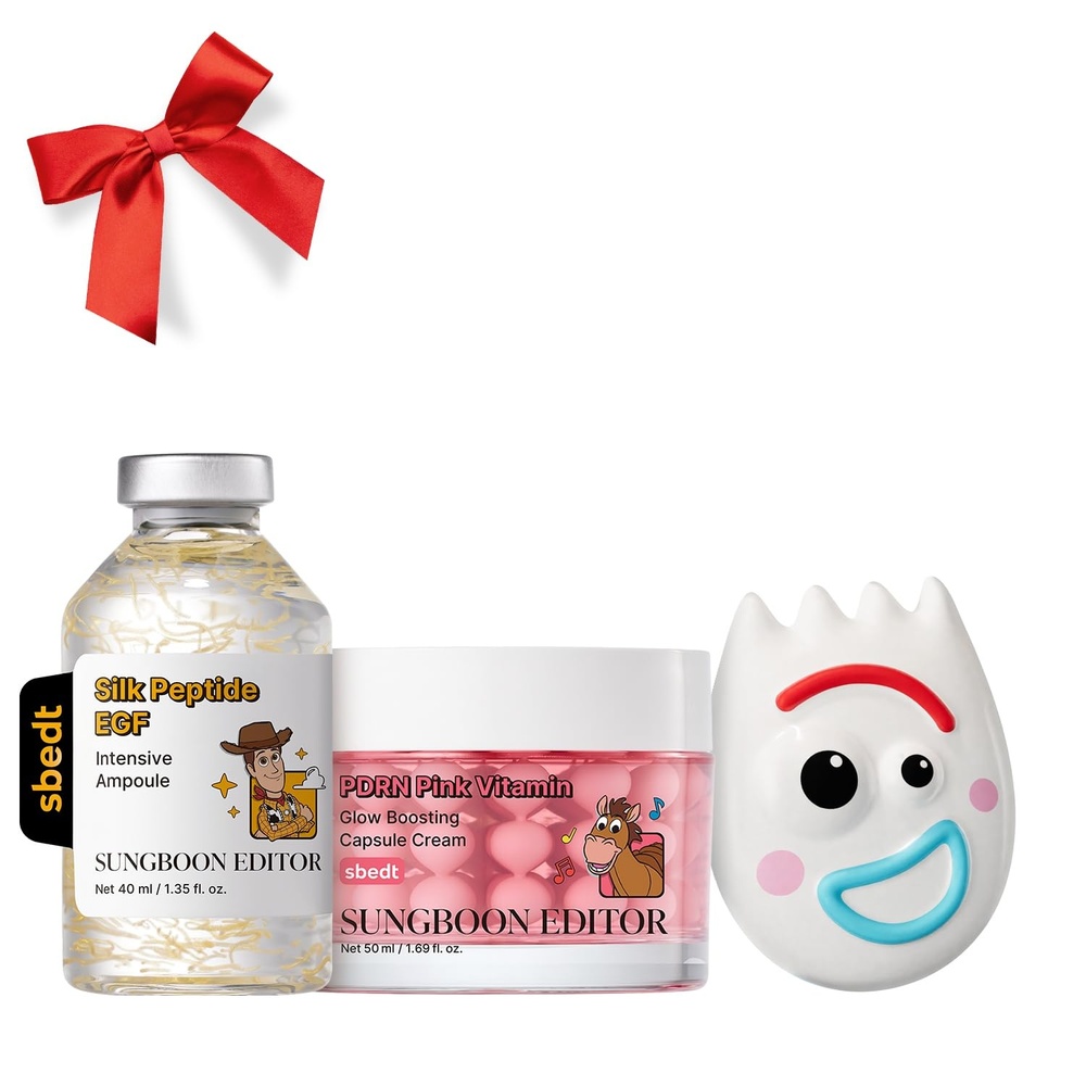 image:imageSUNGBOON EDITOR Toy Story 5 Skincare Gift Set Silk Peptide EGF Ampoule 135 fl oz PDRN Pink Vitamin Glow Capsule Cream 169 fl oz amp Forky Squishy