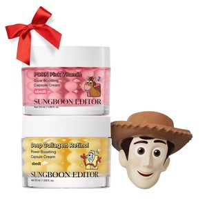 SUNGBOON EDITOR Toy Story 5 Skincare Gift Set, Deep Collagen Retinol Capsule Cream 1.69 fl oz, PDRN Pink Vitamin Glow Capsule Cream 1.69 fl oz & Woody Squishy