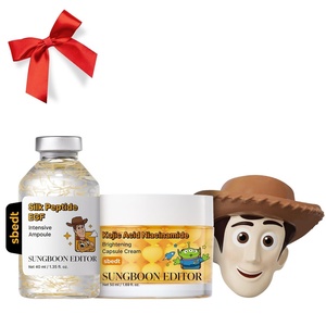 SUNGBOON EDITOR Toy Story 5 Skincare Gift Set, Silk Peptide EGF Ampoule 1.35 fl oz, Kojic Acid Niacinamide Capsule Cream 1.69 fl oz & Woody Squishy
