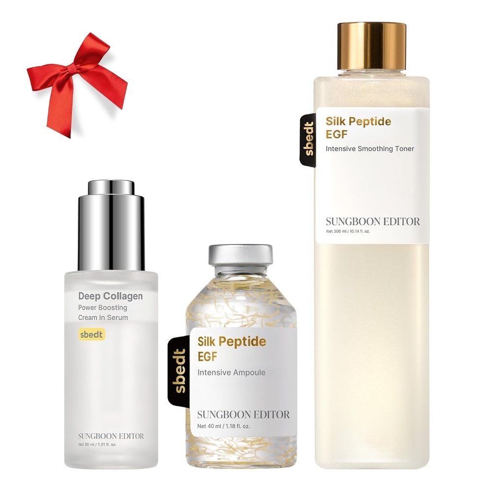 image:imageSUNGBOON EDITOR Glow Firming Trio Silk Peptide EGF Toner Ampoule Deep Collagen Serum Korean Skincare Gift Set for Women