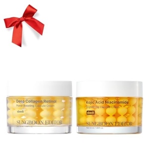 SUNGBOON EDITOR Firm-Looking & Tone Glow Capsule Cream Duo Set, Deep Collagen + Kojic Capsule Cream, Korean Skincare Gift Set for Women