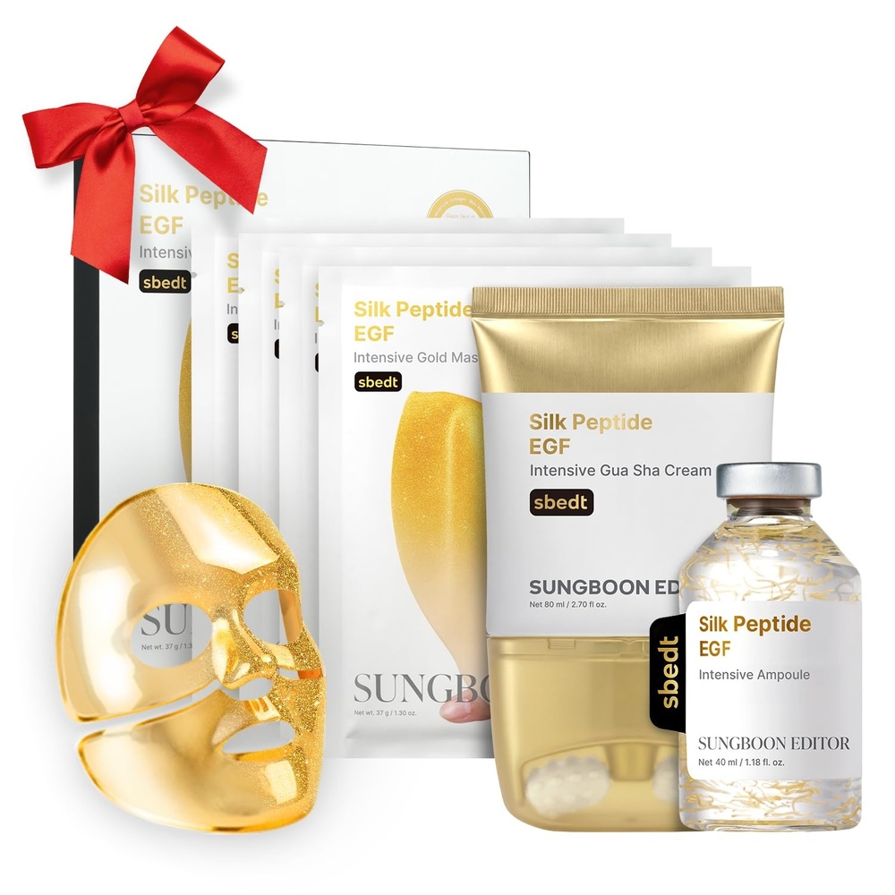 image:imageSUNGBOON EDITOR Intensive Smoothing Boost Trio Silk Peptide EGF Ampoule Gold Mask Peanut Ball Neck Gua Sha Cream Ultimate Care for the Appearance of Wrinkles