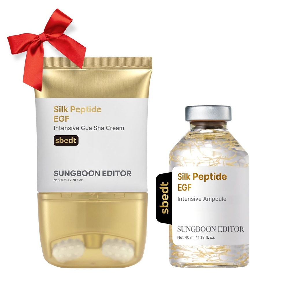 image:imageSUNGBOON EDITOR Lift amp Sculpt Duo Silk Peptide EGF Ampoule  Peanut Ball Neck Gua Sha Cream For Smoother FirmerLooking Face amp Neck